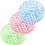 MZD8391 Shower Cap, Reusable Shower Hat Bath Caps, Waterproof with Elastic Band Hair Hat for Men Women Ladies Spa Salon, Coloful Dotted, 3 Packs