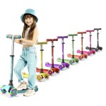 Lifemaster Kids Scooter - Children and Toddler 3 Wheel Kick Scooter - LED Wheel Lights Illuminate When Rolling- Adjustable Handlebar - Indoor and Outdoor Teal