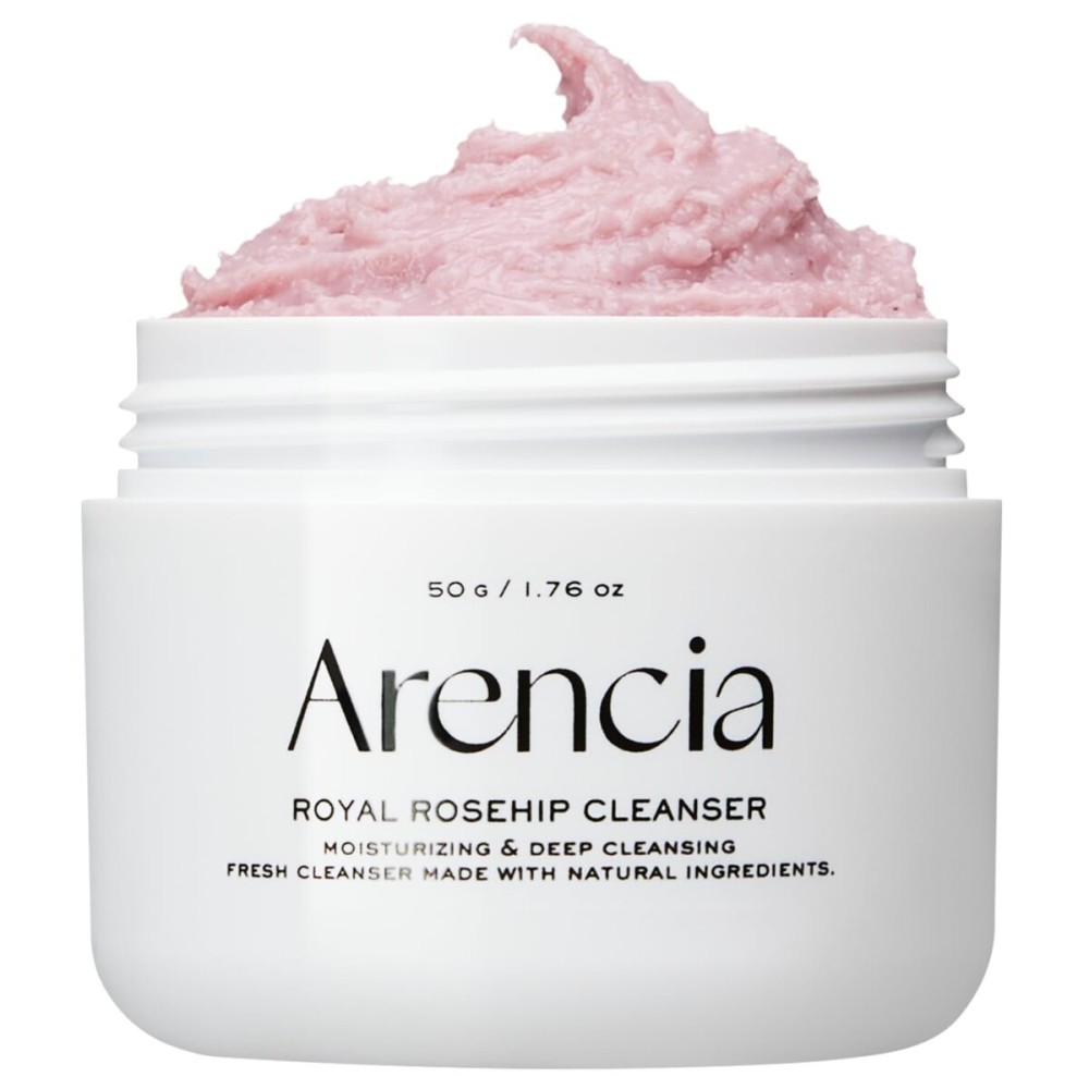 Arencia Rosehip Brightening Rice Mochi Face Cleanser & Daily Scrub - Moisturizing, Exfoliating & Deep-Cleansing - All Skin Types with Rice Powder & Rice Water (1.76oz)