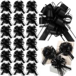 WILLBOND 20 Pieces 6 Inch Pull Bows Gift Wrapping Ribbon Pull Bows for Christmas Wedding Baskets Valentine Multicolor Wrap Accessory for Gift Present Holiday Decor(Solid Black)