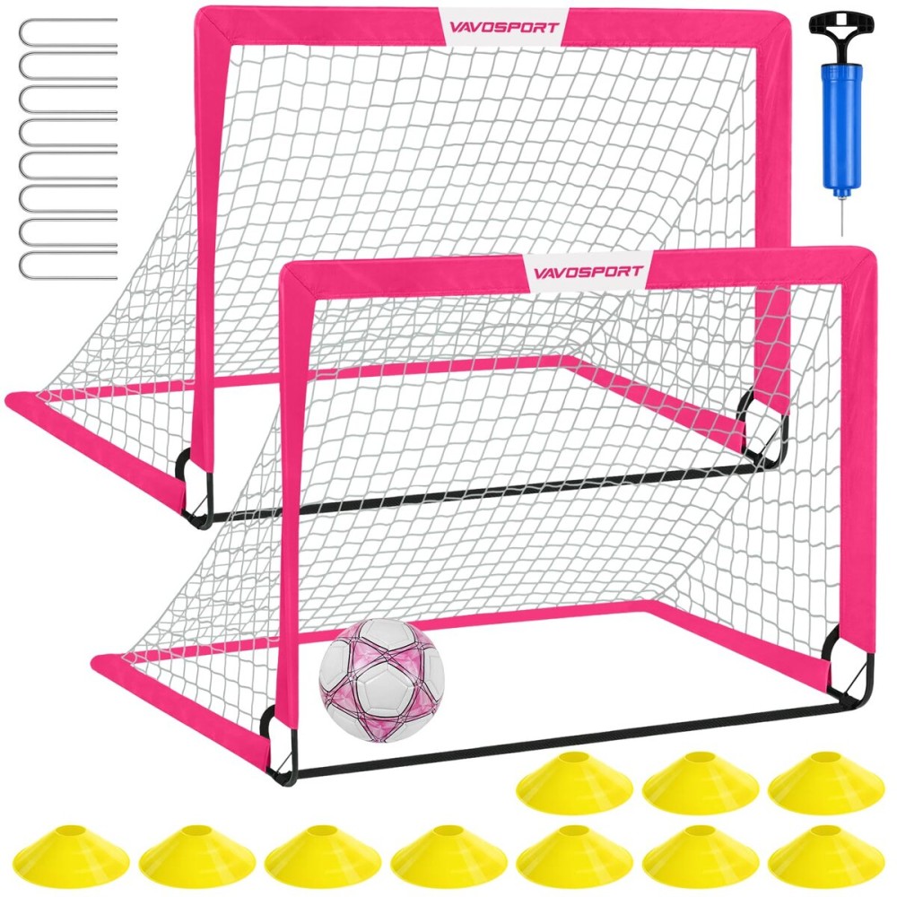 Kids Soccer Goals for Backyard Set - 2 of 4\' x 3\' Portable Soccer Goal Training Equipment, Pop Up Toddler Soccer Net with Soccer Ball, Soccer Set for Kids and Youth Games, Sports