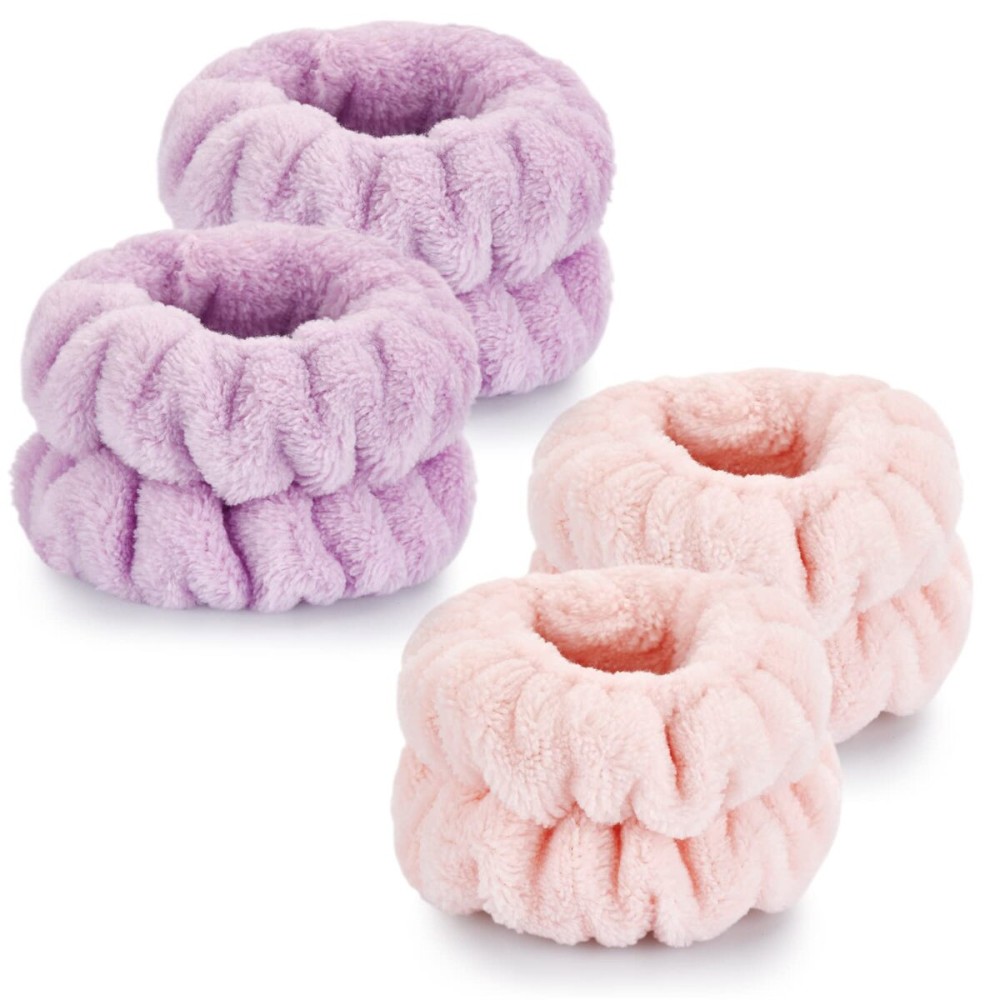 4 Pcs Wrist Bands for Washing Face-Dorbetar, Microfiber Wrist Towels for Washing Face, Spa Wristbands for Washing Face, Face Wash Wristbands, Arm Bands for Washing Face for Woman and Children