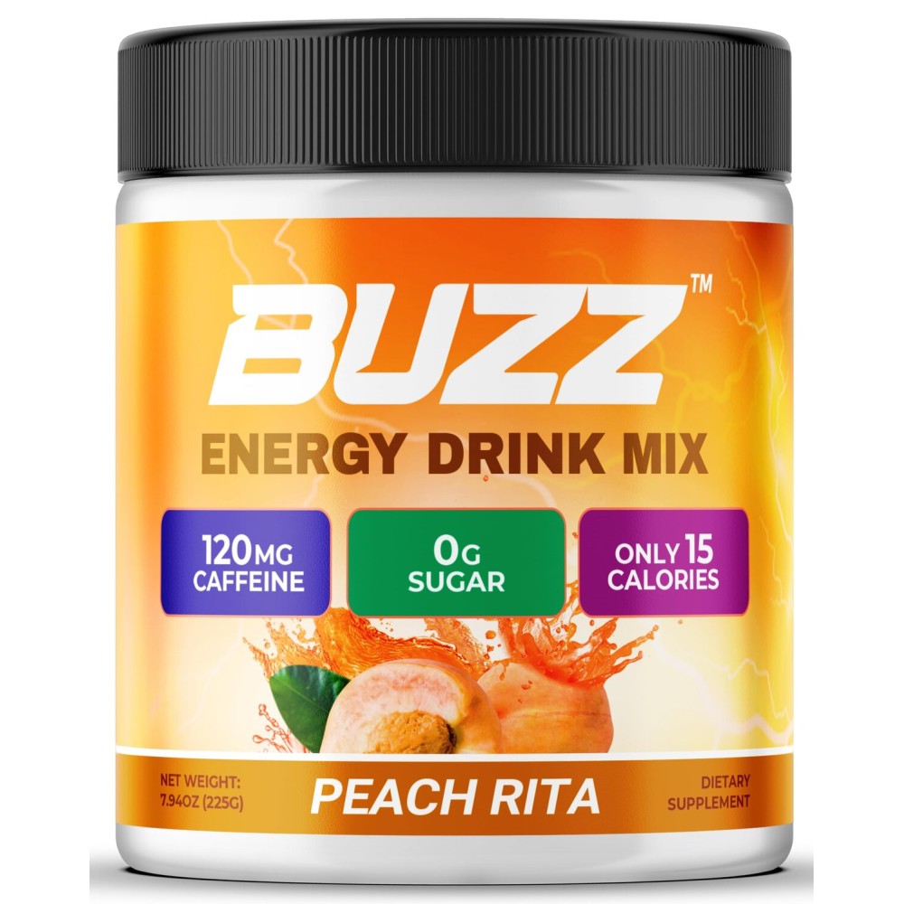 Morning Buzz Energy Drink Powder - Energy Boost Drink Mix - Sugar-Free Energy with Antioxidants - Morning Kickstart and Sports Nutrition Endurance Product - 30 Servings, Peach Rita, 8 Ounces