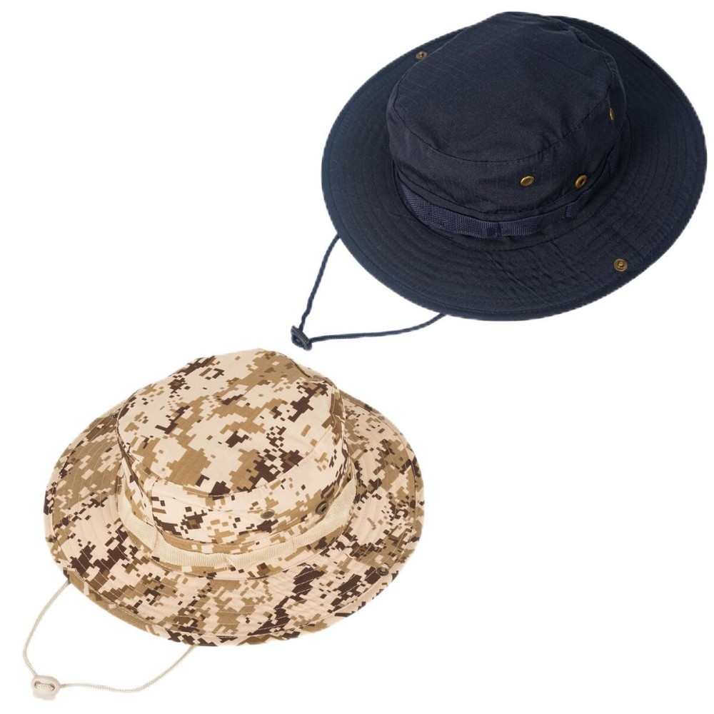 Sun Hats for Men Women Bucket Hat UPF 50+ Boonie Hat Foldable UV Protection Hiking Beach Fishing Summer Safari(2pack-Beige Digitally+Navy)