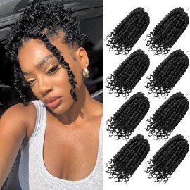 Bileaf 6 Inch Passion Twist Crochet Hair for Women Pre Looped Passion Twist Hair 8 Packs, Pre-Twisted Short Crochet Passion Twists Bohemian Braiding Hair Crochet Twist Hair for Kids 1