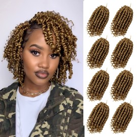 Bileaf 6 Inch Passion Twist Crochet Hair Pre Looped Passion Twist Hair 8 Packs, Pre-Twisted Short Crochet Passion Twists Bohemian Braiding Hair Crochet Twist Hair for Women Girls and Kids 27
