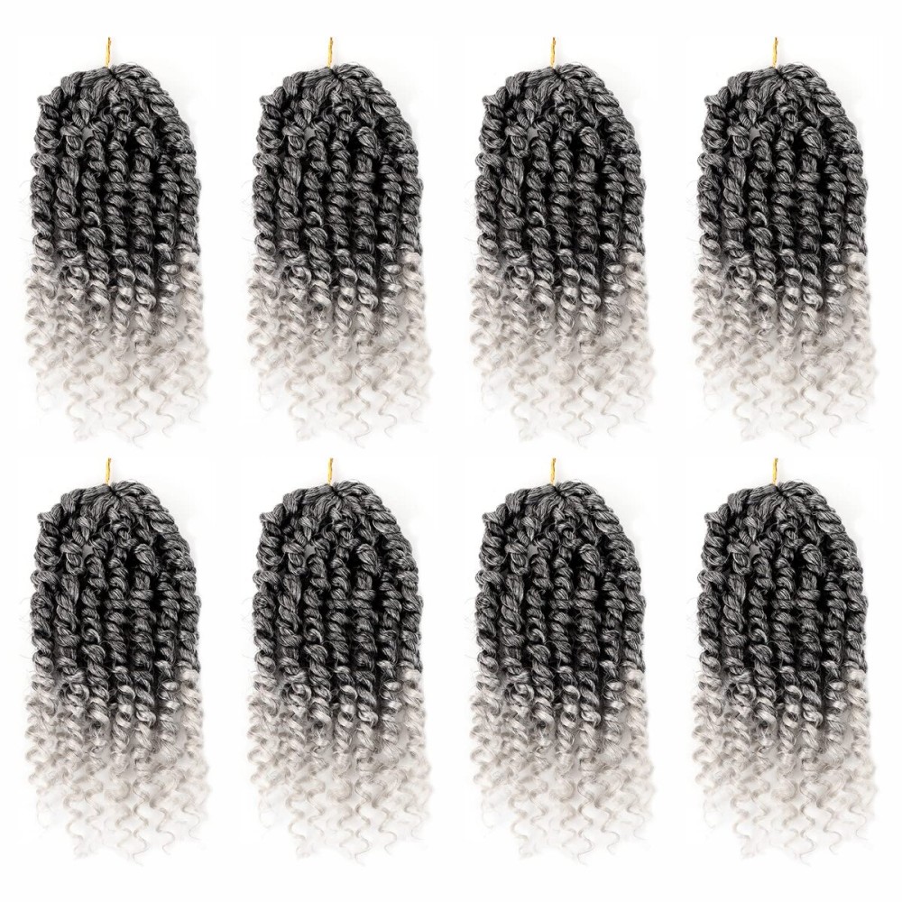 Bileaf 6 Inch Passion Twist Crochet Hair for Women Pre Looped Passion Twist Hair 8 Packs, Pre-Twisted Short Crochet Passion Twists Bohemian Braiding Hair Crochet Twist Hair for Girls T-Gray