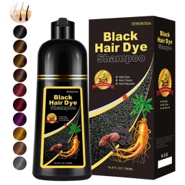 Instant Black Hair Dye Shampoo, Natural 3-in-1 for Gray Coverage in 10-15 mins, Long-Lasting Color Effect for Women and Men, 16.9 Fl Oz (Black)