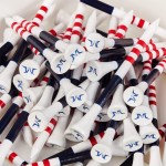 MAZEL Natural Wood/Bamboo Golf Tees 2 3/4 Inch & 3 1/4 Inch,Pack 50 or 120,Reduce Friction & Side Spin,More Stable Golf Tees (50 Pack(25 * 2-3/4+25 * 3-1/4),Blue Red Stripe)