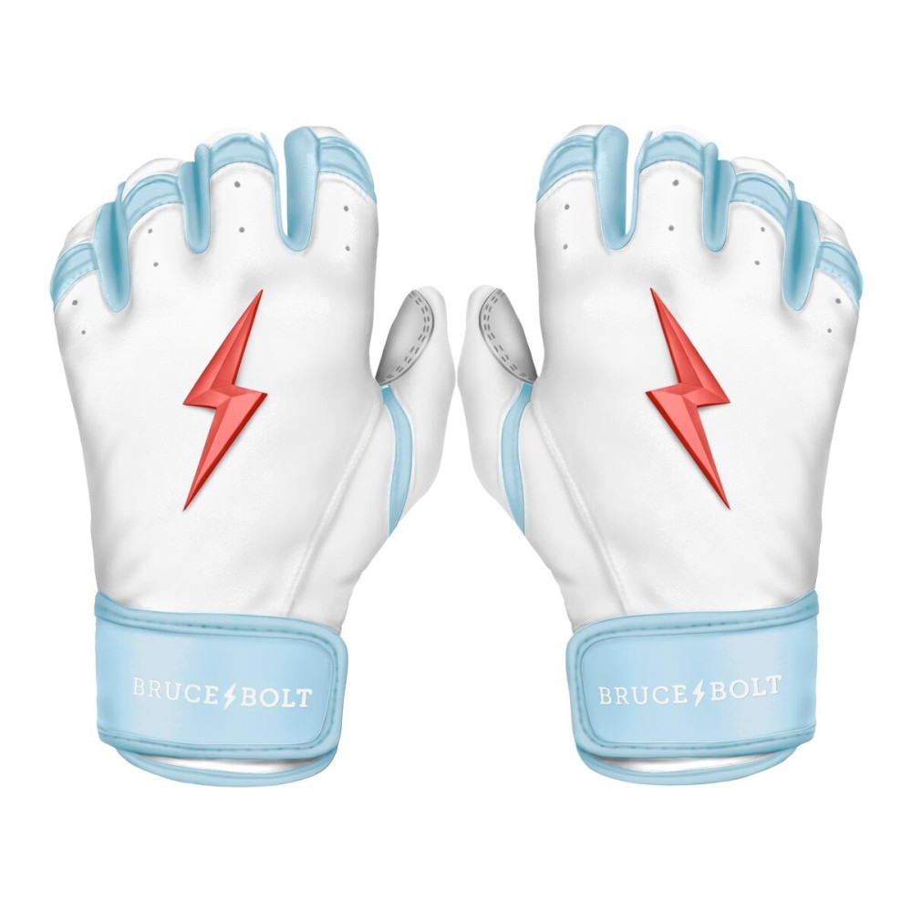 BRUCE BOLT HAPP Series Short Cuff White Batting Glove - White Medium