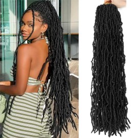 6 Packs 30 Inch Soft Locs Crochet Hair Pre Looped Faux Locs Crochet Braids Goddess Locs Dreadlocs Synthetic Hair For Black Women (1B, 30 Inch (Pack of 6))
