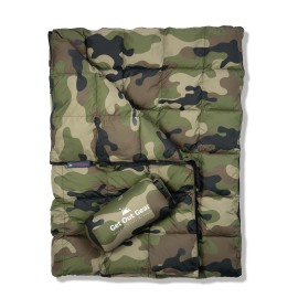Get Out Gear Down Camping Blanket - Puffy, Packable, Lightweight and Warm | Ideal for Outdoors, Travel, Stadium, Festivals, Beach, Hammock | 650 Fill Power Water-Resistant Backpacking Quilt