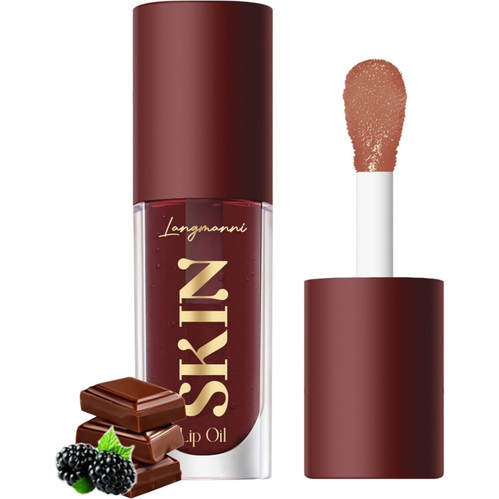 LANGMANNI Moisturizing Lip Oil,No-Sticky Lip Gloss Lip Balm Lip Care,Fruit Flavoured Lip Oil For Dry Lip\'s Moisturizing Hydrating And Nourishing ((Chocolate))