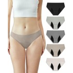 Neione Period Underwear Menstrual Panties Comfortable Modal Bikini Cheeky Hi-Cut Briefs for Women Plus Size Undies 5 Pack Satori 4XL