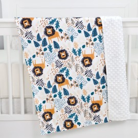 Baby Blankets for Boys, Soft Mink Blankets with Double Layer Dotted Backing, Lion Newborn Nursery Bed Blanket, 30 X 40 Inch
