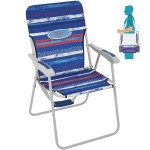 WEJOY Folding Beach Chair for Adults, Lightweight Beach Chair with Shoulder Straps, High Back Camping Chairs with Hard Armrest, Supports 300lbs for Outdoor Lawn Concert (Red Blue)