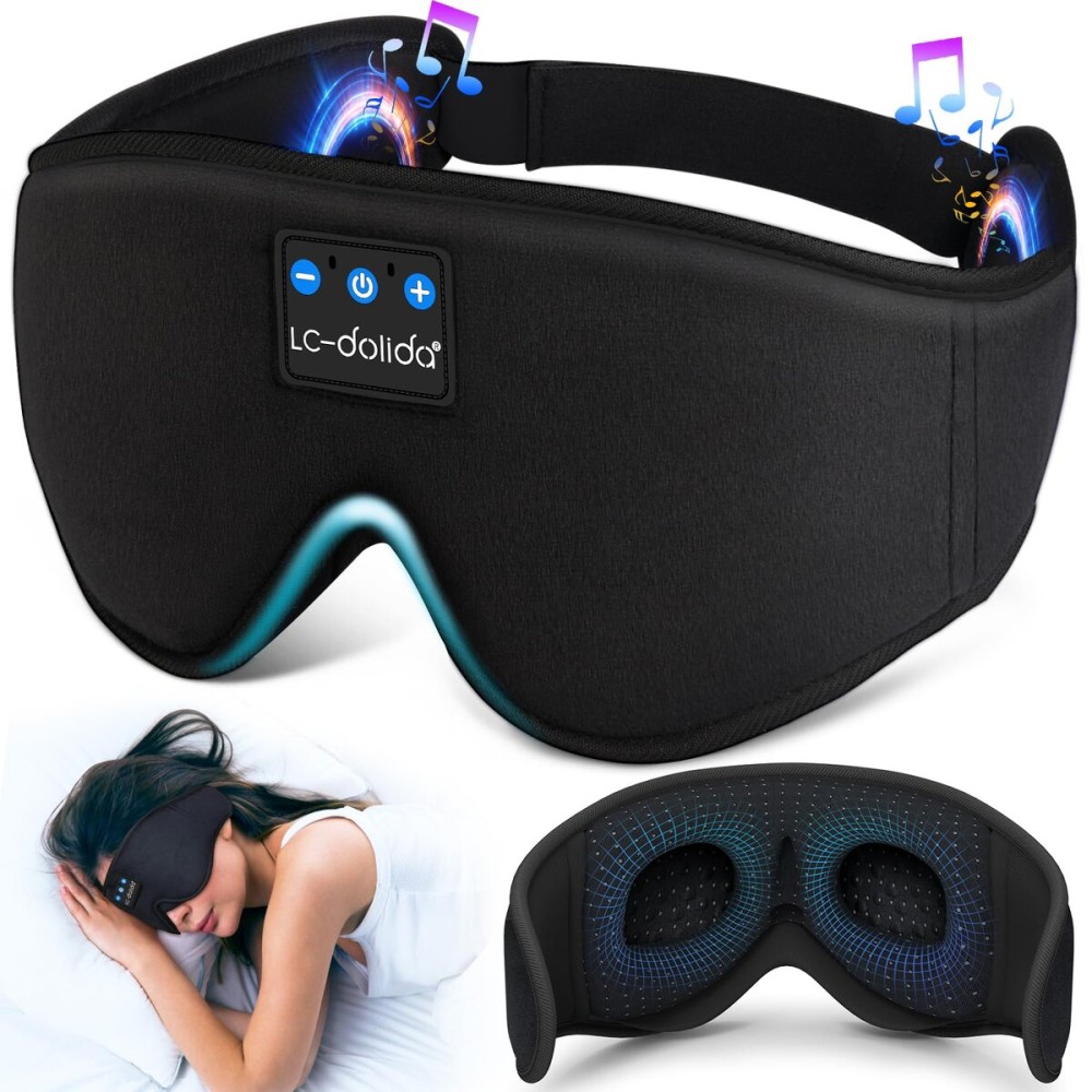 LC-dolida Sleep Mask with Bluetooth Headphones, Sleep Headphones Bluetooth Sleep Mask 3D Sleeping Headphones for Side Sleepers Best Gift and Travel Essential