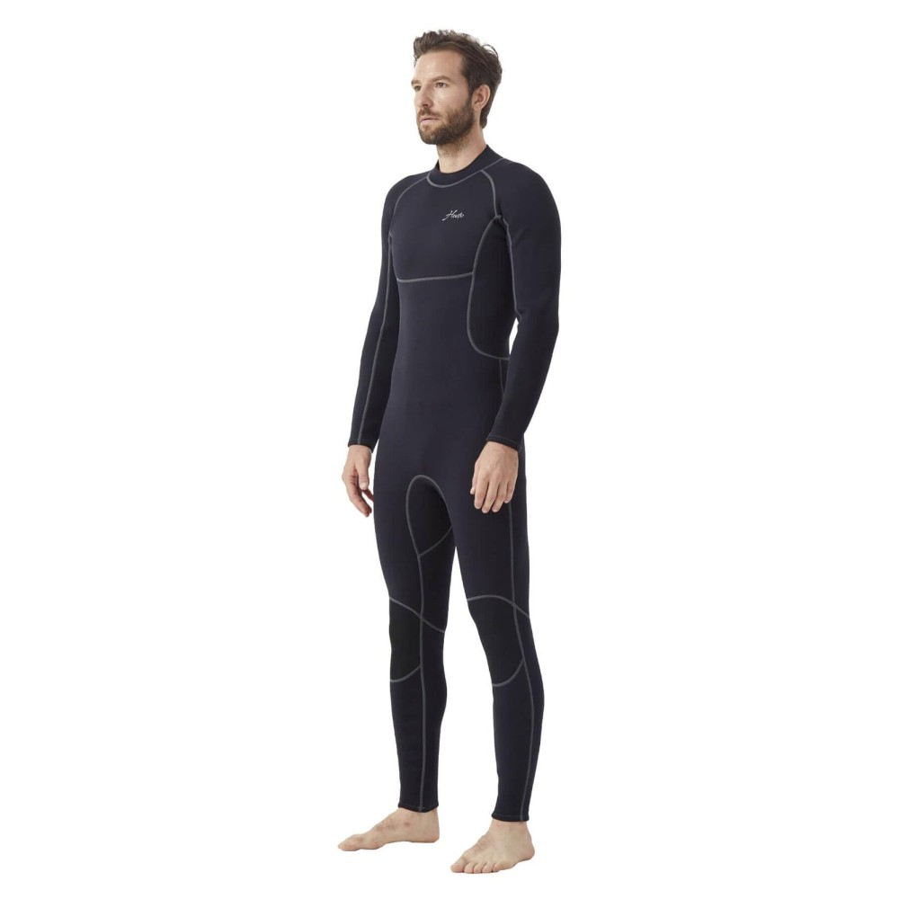 Hevto Men Wetsuits 3/2mm Neoprene Back Zip Fullsuit Wet Suit Keep Warm for Surfing Swimming SUP Snorkeling Diving (M2B-Black, LT)
