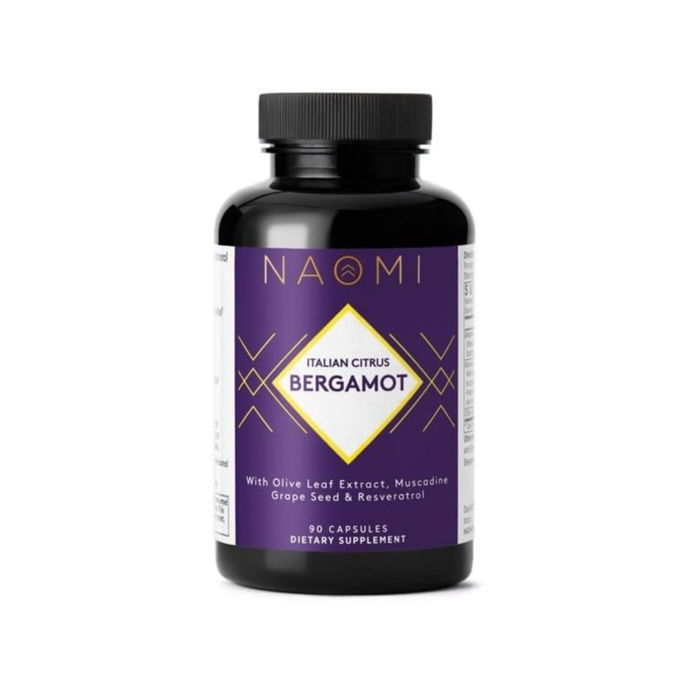 NAOMI Italian Citrus Bergamot 500mg + Resveratrol, Award-Winning Cardiologist Dvlpd, Supports Normal Cholesterol & Healthy Cellular Function, 7 Key Polyphenols, Resveratrol & Olive Leaf, 90-Day Supply
