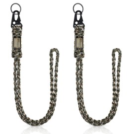 Frienda 2 Set Heavy Duty Paracord Lanyard Necklace Whistles Strap Braided 550 Keychain Lanyard for Outdoor Activities (Vintage Camouflage)