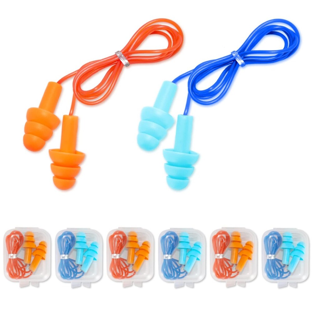Ear Plugs for Swimming, Soft Ear Plugs for Sleeping Noise Cancelling, Reusable Ear Plugs for Noise Reduction, Ear Protection, Silicone Earplugs for Swimming, Sleeping, Snoring, Work, Concerts, 6 Pairs