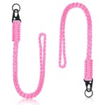 Frienda 2 Set Heavy Duty Paracord Lanyard Necklace Whistles Strap Braided 550 Keychain Lanyard for Outdoor Activities (Pink)