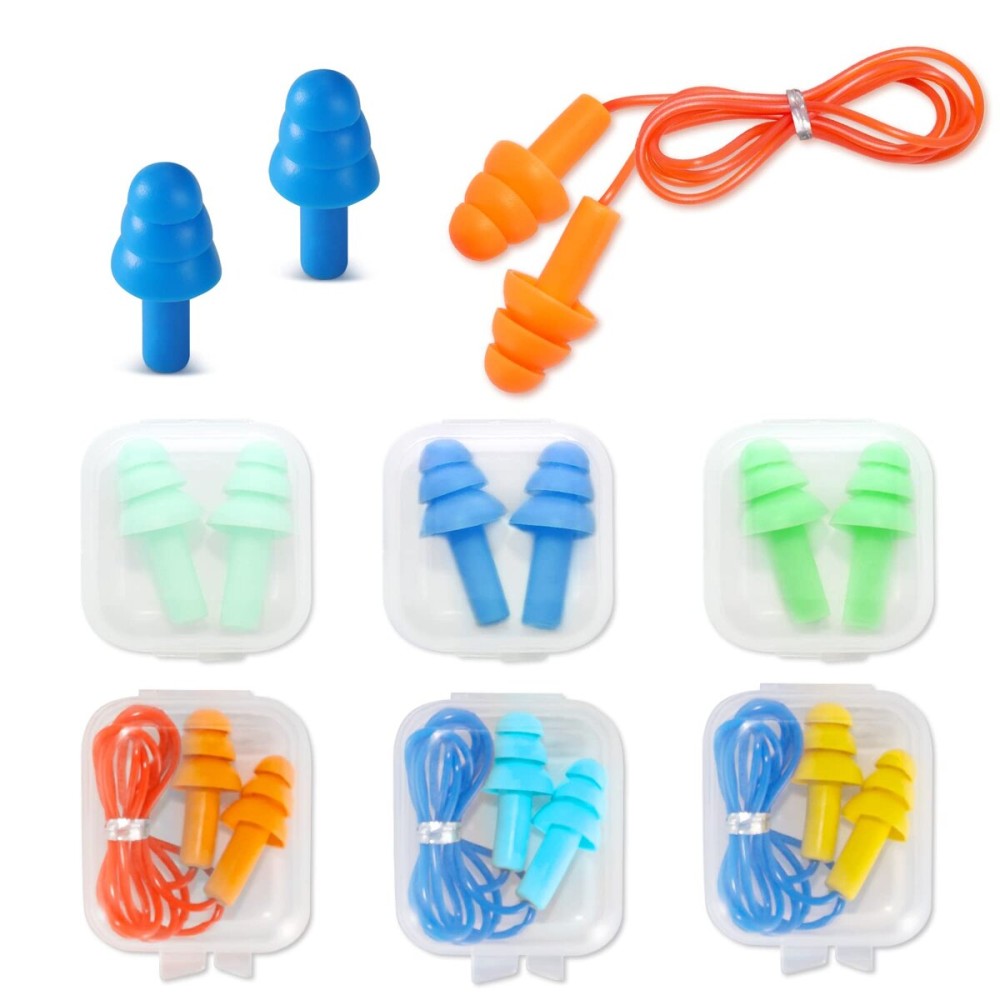 Ear Plugs for Swimming, Soft Ear Plugs for Sleeping Noise Cancelling, Reusable Ear Plug for Noise Reduction, Ear Protection, Silicone Earplugs for Swimming, Sleeping, Snoring, Work, Concerts, 6 Pairs