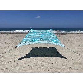 Neso Portable Beach Tent Sun Shelter with Sand Anchor - Lightweight Beach Shade Canopy - Easy Setup for Family Outings - Patented Reinforced Corners - UPF 50+ Sun Protection - 7 x 7ft - Swells