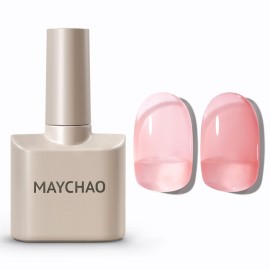 MAYCHAO Gel Nail Polish - Sheer Pink, 15ML Translucent Color Jelly Nail Gel, UV LED Starter Manicure Salon DIY at Home, 0.5 OZ