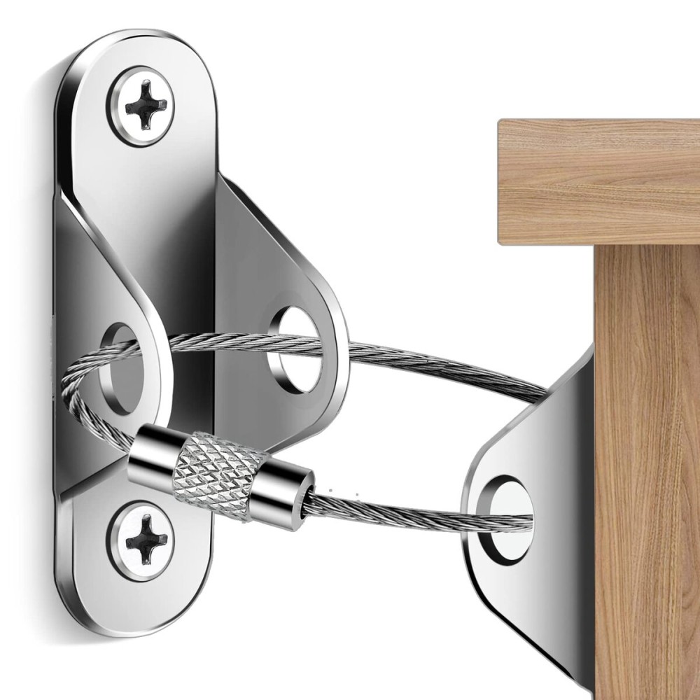 Ougourim Furniture Anchors (10 Packs) Anti Tip Furniture Anchors for Baby Proofing, Furniture Wall Anchor Earthquake Straps for Furniture Dresser Wall Safety Anchor Furniture Fasteners to Wall, Silver