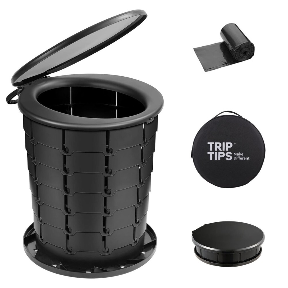 TRIPTIPS Upgrade Retractable Portable Toilet Travel Toilet Adjustable Height Camping Toilet Portable Potty for Adults Kids, Foldable Portable Toilet for Camping/Car, XL Pro size