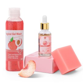 Feminine Wash & Yoni Oil & Yoni Soap Set for Women, Yoni Wash for Vaginal Ph Balance Remove Odor Moisturizing, 1 Fl.Oz Feminine Oil & 5.07 Fl.Oz Vaginal Gel 3.53 Oz Peach Yoni Soap
