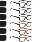 Kerecsen 6-Pack Reading Glasses Blue Light Blocking,Spring Hinge Readers for Men Women,Computer Eyeglasses (3BLACK 3Tortoise, 1.0, multiplier_x)