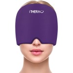 iTHERAU Migraine Relief Cap, Migraine Ice Head Wrap, Headache Ice Hat, Cold Therapy Headache Relief Cap for Migraine Eyes Mask Purple Headache Ice Pack for Puffy Eyes, Tension, Sinus & Stress Relief