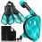 Viginsul Mask Fins Snorkeling Gear for Adults, Full Face Snorkel Mask & Adjustable Swim Fins Snorkel Set, Panoramic View Snorkel Mask Dry Top Anti-Fog Anti-Leak