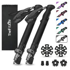 TheFitLife Collapsible Trekking Poles for Hiking - Lightweight Folding Walking Sticks for Men and Women with Extra-Long Foam Handle and Metal Flip Lock (Grey, 100-120cm for 4\'11\'\'-5\'7\'\' Height)
