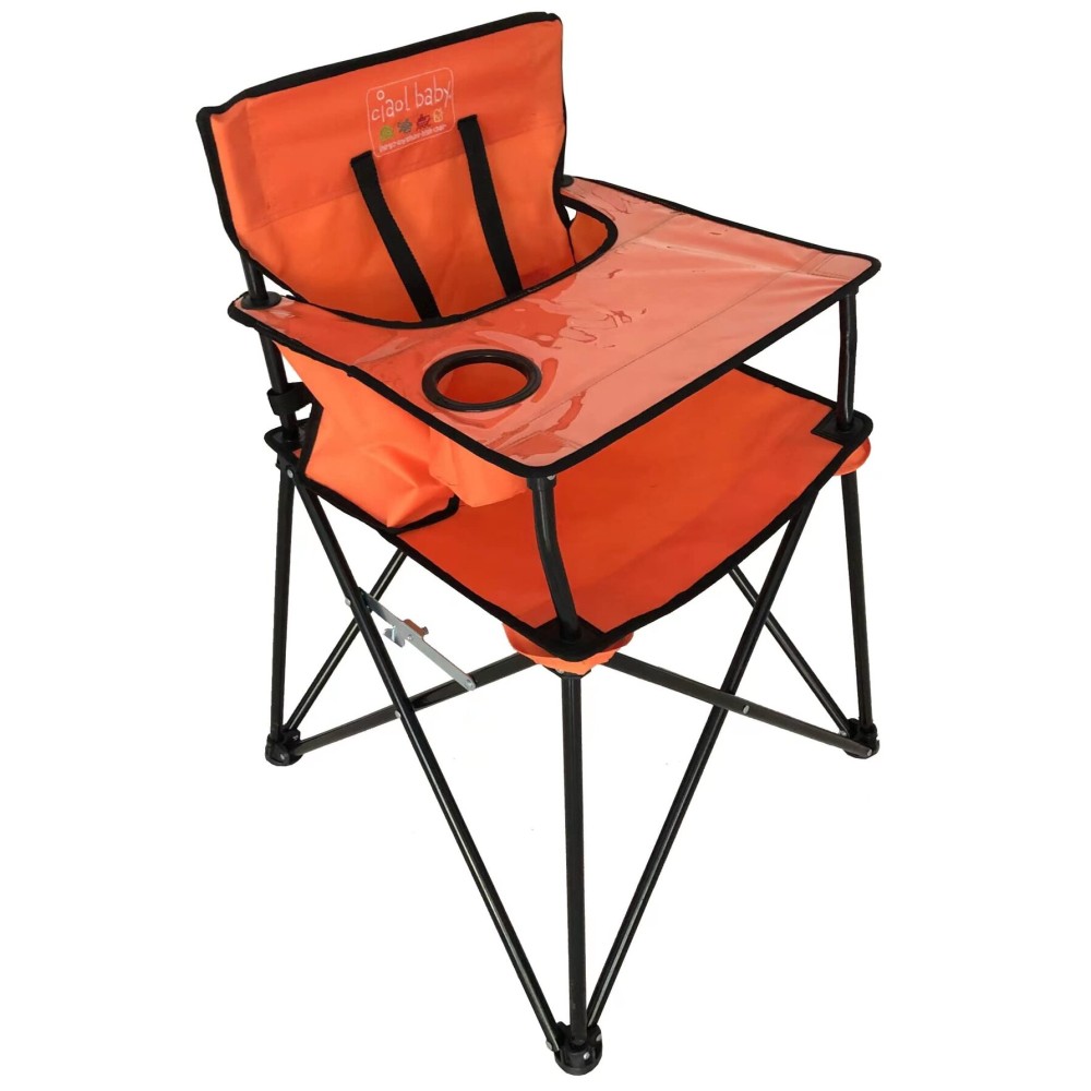 ciao! Baby Portable High Chair for Babies and Toddlers, Compact Folding Travel High Chair with Carry Bag for Outdoor Camping, Picnics, Beach Days, and More (Orange Spirit)