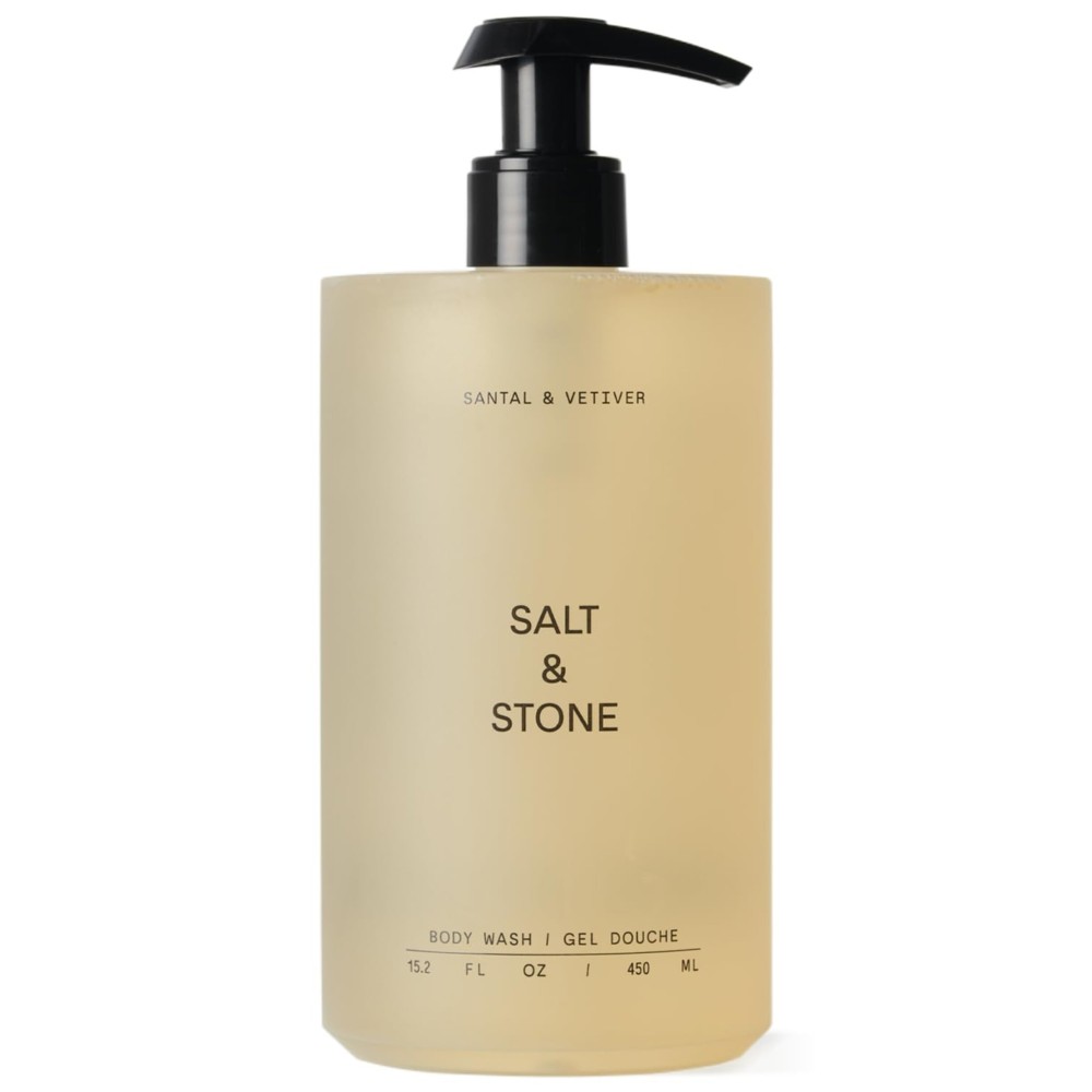 Salt & Stone Antioxidant-Rich Body Wash - Santal & Vetiver | Cleanse, Nourish & Soften Skin with Niacinamide & Hyaluronic Acid | Free From Parabens, Sulfates & Phthalates (15.2 fl oz)