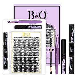 B&Q Lash Clusters Kit 280PCS Eyelash Clusters Kit,30D 50D D 9-16MIX Individual Lash Comfortable Eyelash Extension Set, Classic Look with Bond and Seal Waterproof, Remover DIY at Home(Set,30D50D)