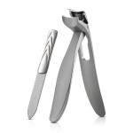 BEZOX Ergonomic Angled Head Thick Toenail Clipper for Seniors - Large Nail Clippers for Thick and Ingrown Nails with Metal Nail File, Premium Nail Cutter Fingernail Clipper for Men and Women - Silver