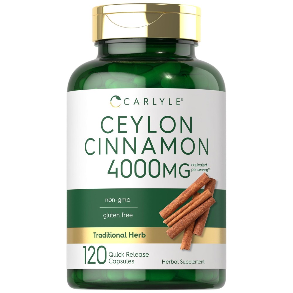 Carlyle Ceylon Cinnamon Capsules 4000 mg | 120 Count | Non-GMO & Gluten Free Supplement