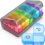 FEATY Weekly Pill Organizer 2 Times a Day with Same-Side Large Opening for Easy Filling & Retrieving, Color Tracking 7 Day AM PM Pill Box with Large BPA Free Pill Case for Vitamins, Fish Oils (Black)