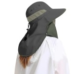 Outdoor Sun Hat Detachable Neck Face Flap UPF 50+UV Protection Visor Fishing Hats with Neck Flap for Men & Women Green