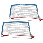 RUNBOW 6x4 ft Portable Kids Soccer Goal for Backyard Practice Soccer Net with Carry Bag (6x4 FT, 2 Pack, Blue Red)
