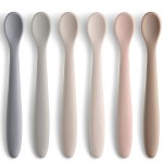 Silicone Baby Feeding Spoons, First Stage Baby Infant Spoons, Soft-Tip Easy on Gums I Training Spoon Self Feeding, Dishwasher & Boil-proof, 6 Pack