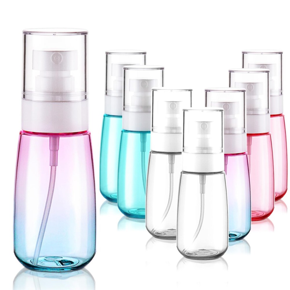 Cosywell Fine Mist Spray Bottles TSA Approved 2oz 60ml 8 Pack Leak Proof Travel Spray Bottle Empty Small Spray Bottles for Perfume Essential Oils Toners Rose Water Cosmetics (8PCS-4Colors)