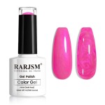 RARJSM Pearlescent Gel Nail Polish Fuscia Pink Purple Shell Glitter Shimmer Iridescent Mermaid Nail Gel Polish Soak Off LED UV Curing Requires Swirl Thread Effect DIY Manicure Use 7.5ML Summer Nail
