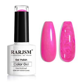 RARJSM Pearlescent Gel Nail Polish Fuscia Pink Purple Shell Glitter Shimmer Iridescent Mermaid Nail Gel Polish Soak Off LED UV Curing Requires Swirl Thread Effect DIY Manicure Use 7.5ML Summer Nail