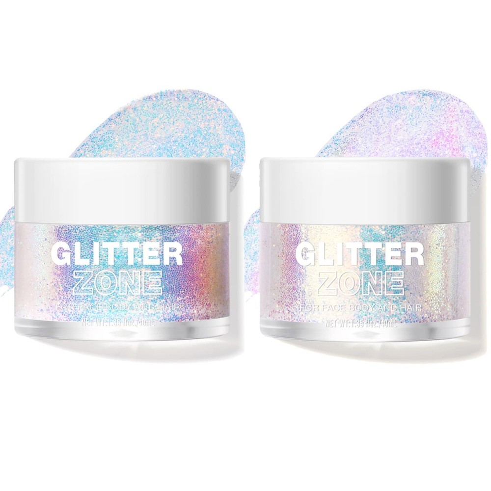 LANGMANNI Holographic Body Glitter Gel for Body, Face, Hair and Lip.Color Changing Glitter Gel Under Light. Vegan & Cruelty Free-1.35 oz (1 Golden Ocean+2 Sparkling Pink)