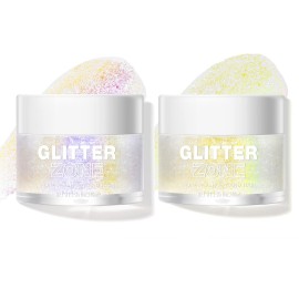 LANGMANNI Holographic Body Glitter Gel for Body, Face, Hair and Lip.Color Changing Glitter Gel Under Light. Vegan & Cruelty Free-1.35 oz (3 Neon Violet+4 Sapphire Blue)